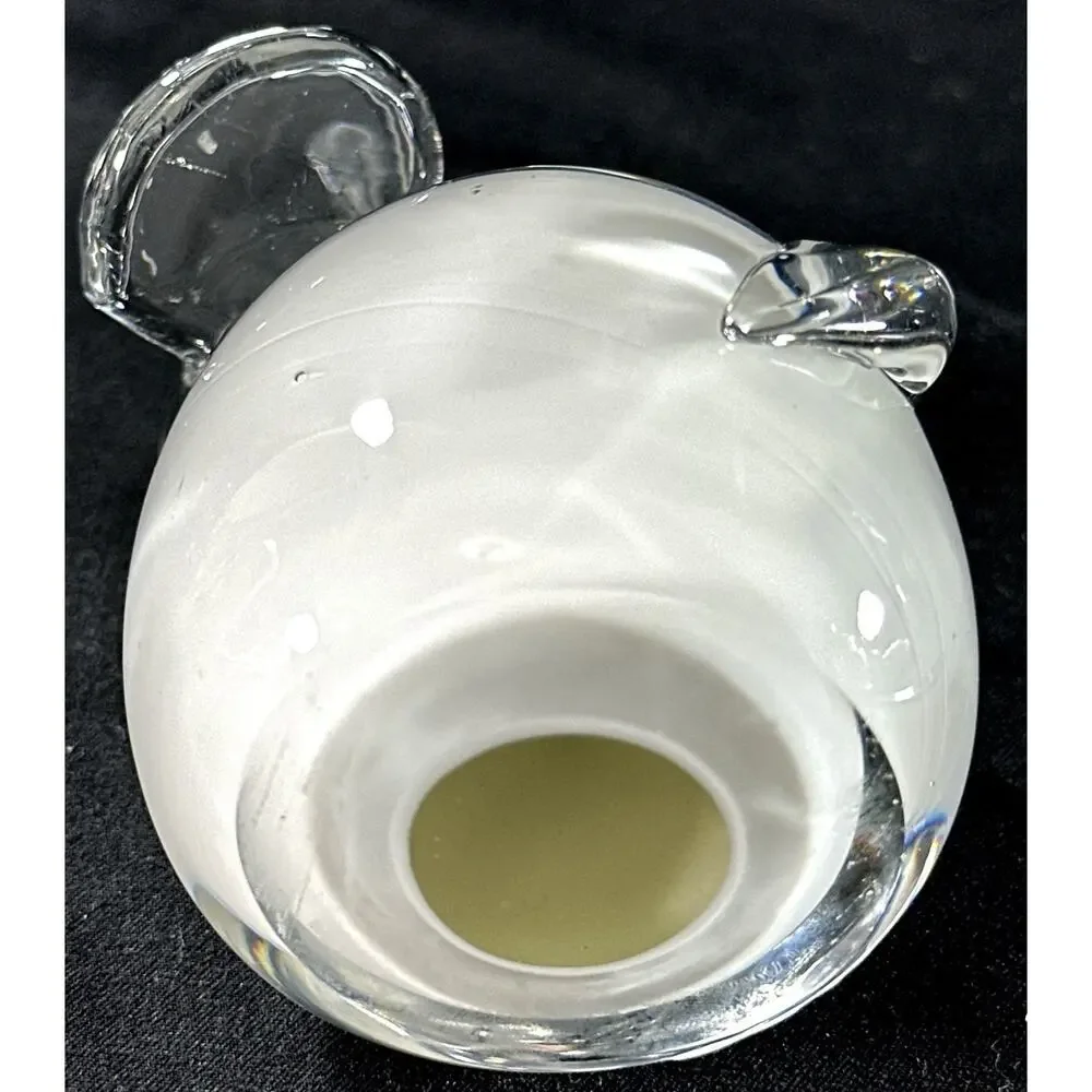 Art Glass Elephant Figurine Clear & White Blown Glass 4.75” Murano Style - Picture 8 of 8